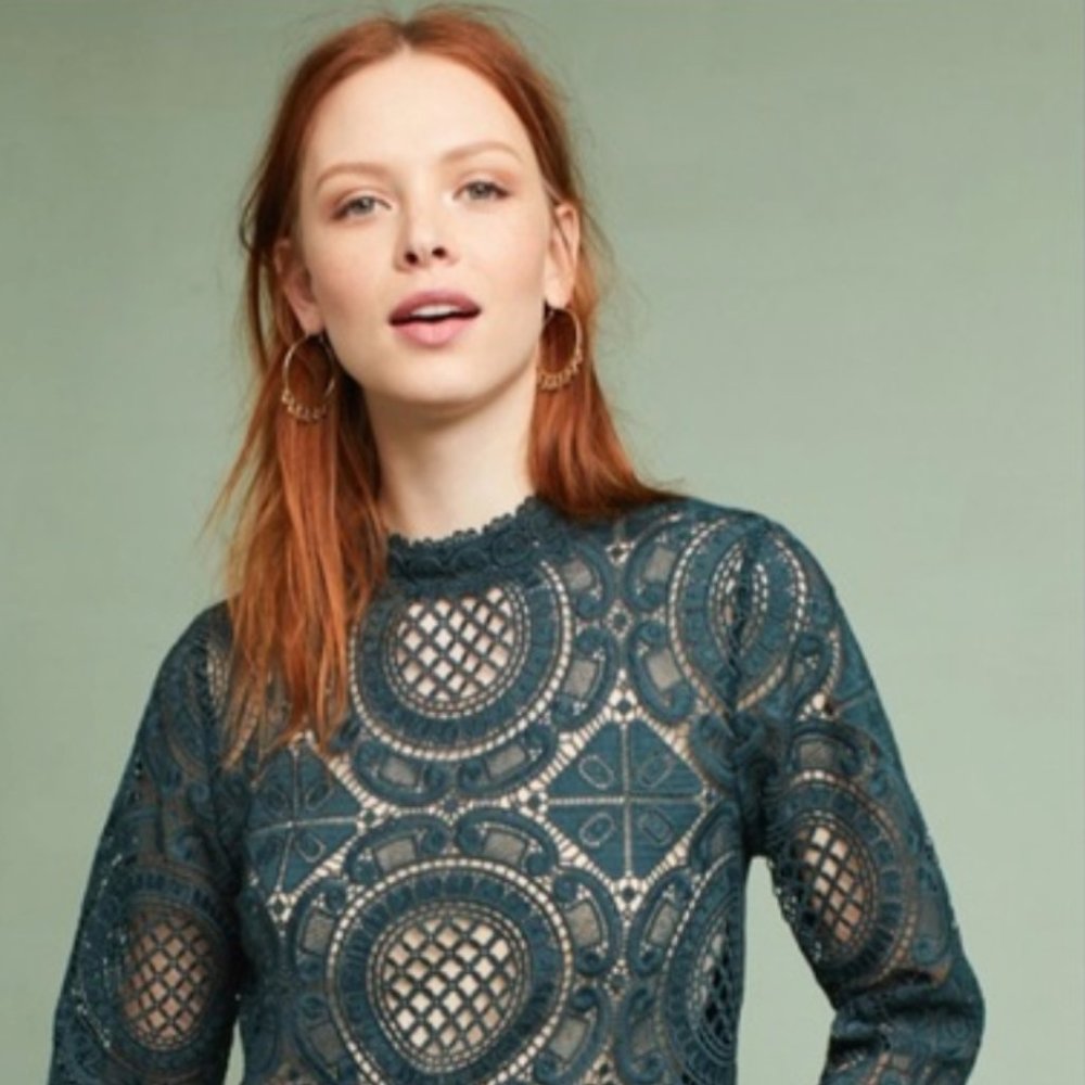 Anthropologie Lace Medallion Top by James Coviello